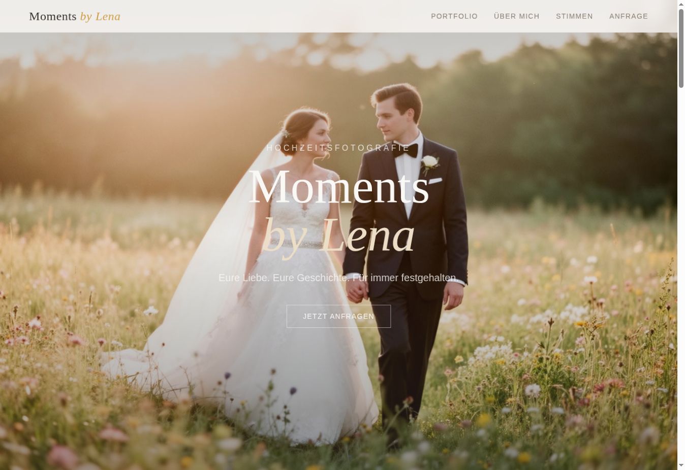 Screenshot der Startseite: Moments by Lena